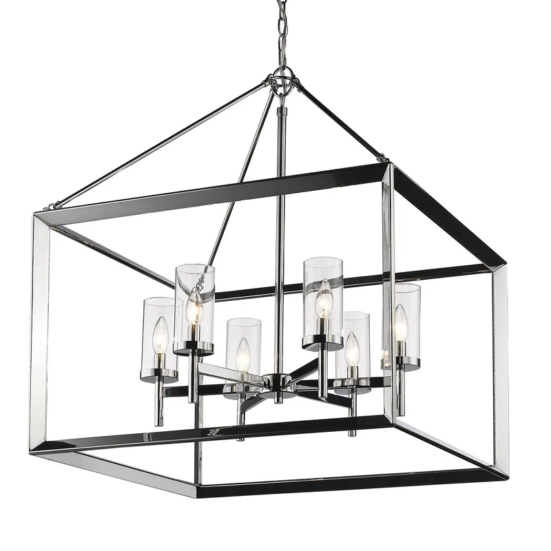 Smyth 6-light Chandelier in Chrome — Golden Lighting LED Pendant Lights  