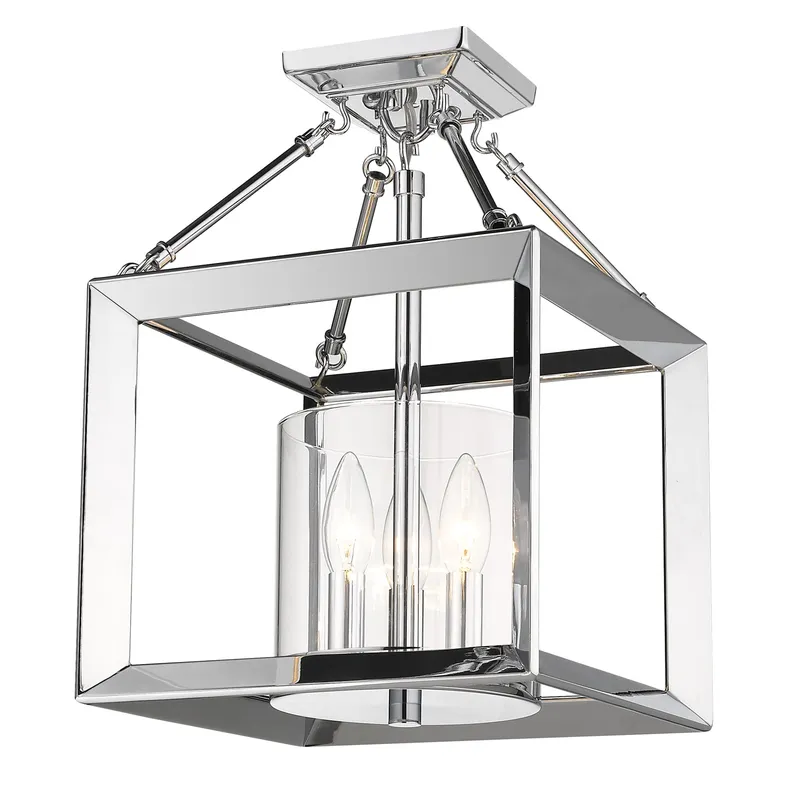 Smyth 3-light Semi-Flush Mount in Chrome — Golden Lighting LED Ceiling Lights  