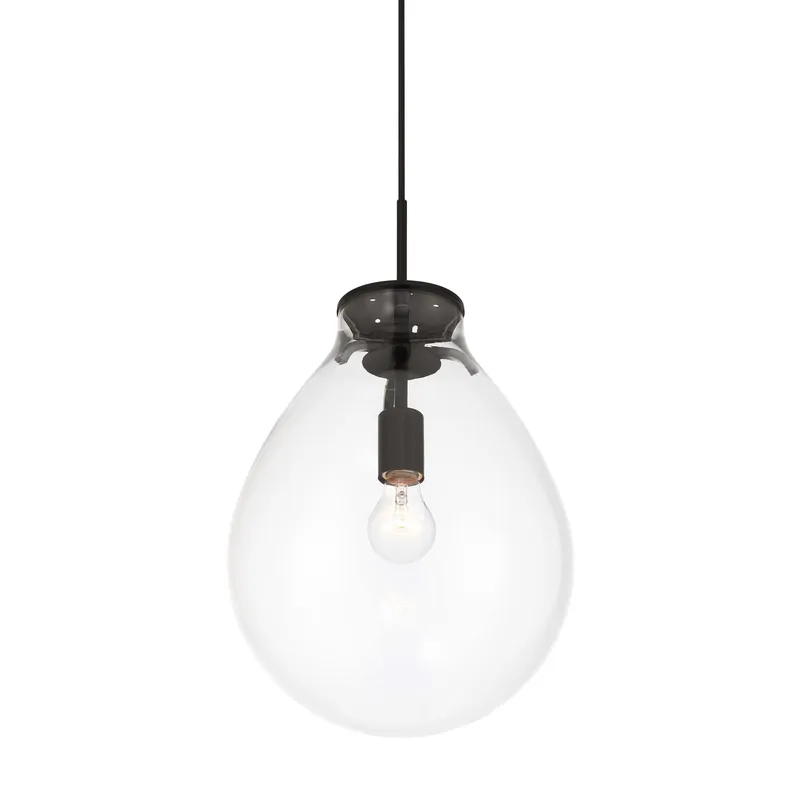 Drop 1-light Pendant in Matte Black and Clear Glass — Golden Lighting LED Pendant Lights  