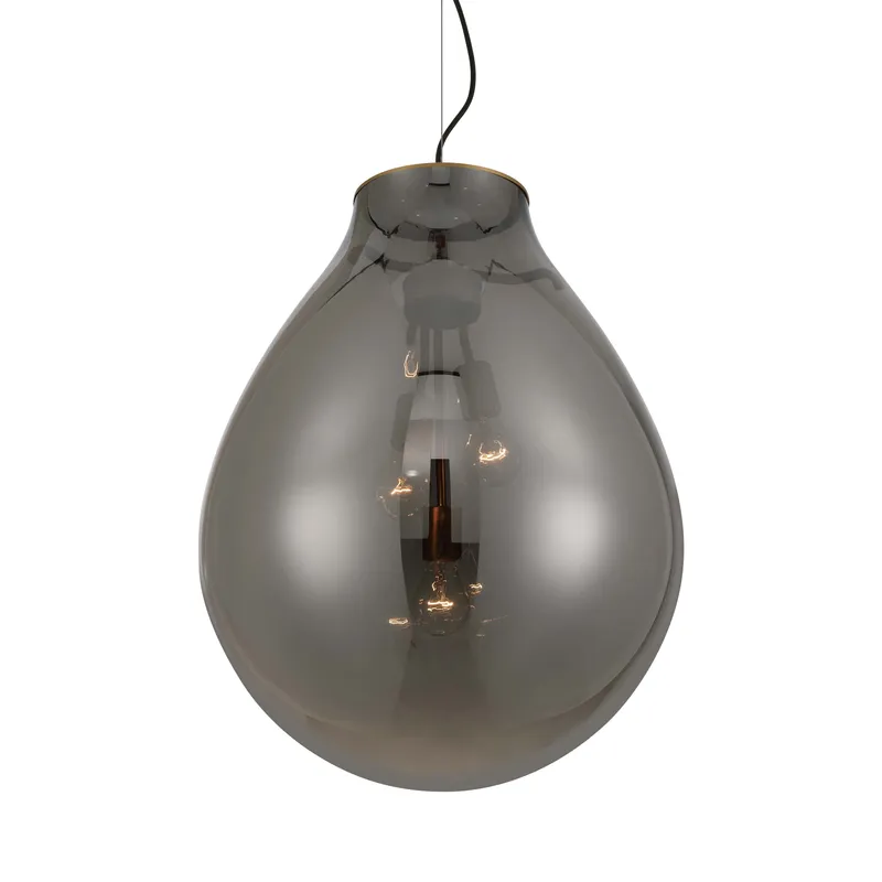 Drop 3-light Pendant in Brushed Champagne Brass and Smoke Plated Glass — Golden Lighting LED Pendant Lights  