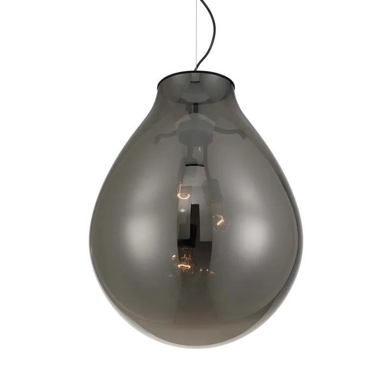 Drop 3-light Pendant in Matte Black and Smoke Plated Glass — Golden Lighting LED Pendant Lights  