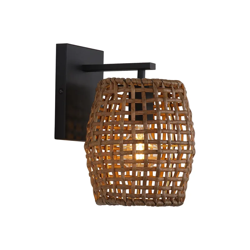 Weavelight 1-light Wall Sconce in Natural Black — Golden Lighting LED Wall Lights  