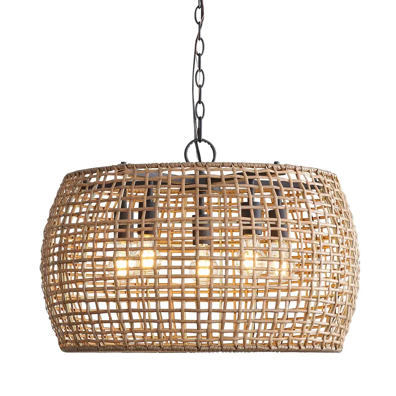 Weavelight 5-light Pendant in Natural Black — Golden Lighting LED Pendant Lights  