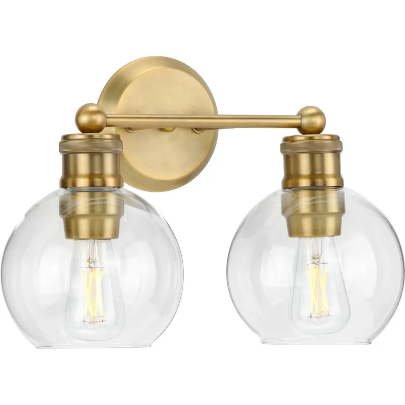 Hansford Collection Two-Light Clear Glass Bath Vanity Light — Progress Lighting LED Wall Lights  
