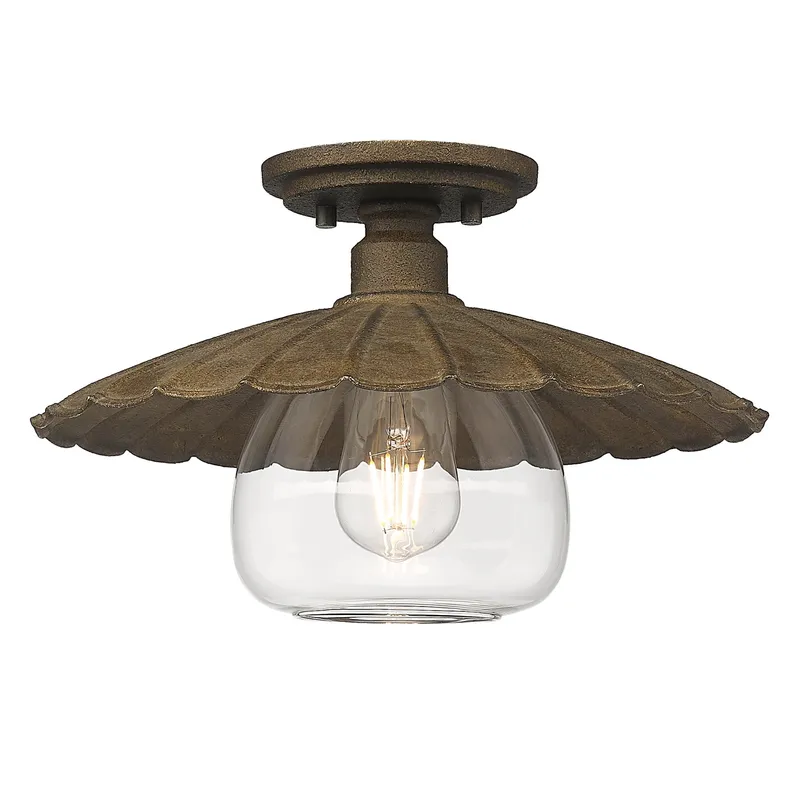 Clemence 1-light Flush Mount in Dark Rust — Golden Lighting LED Ceiling Lights  