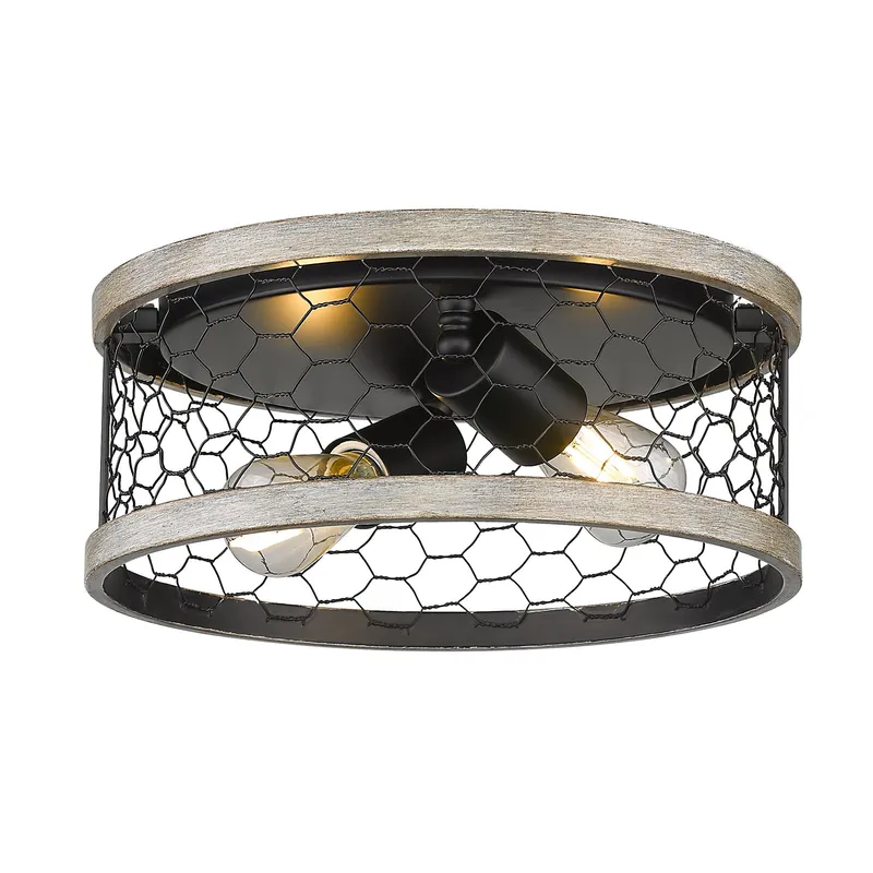 Bailey 2-light Flush Mount in Matte Black — Golden Lighting LED Ceiling Lights  