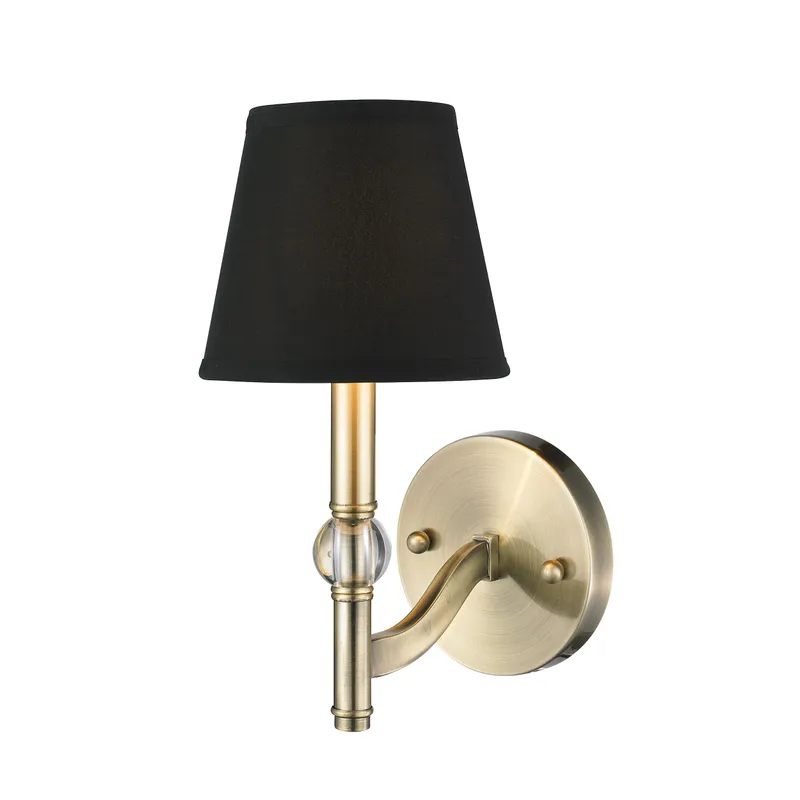 Waverly 1-light Wall Sconce in Aged Brass and Tuxedo shade — Golden Lighting LED Wall Lights  