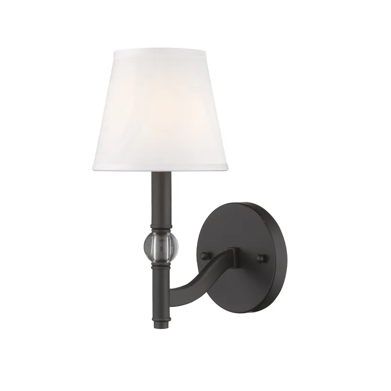Waverly 1-light Wall Sconce in Rubbed Bronze and Classic White Shades — Golden Lighting LED Wall Lights  