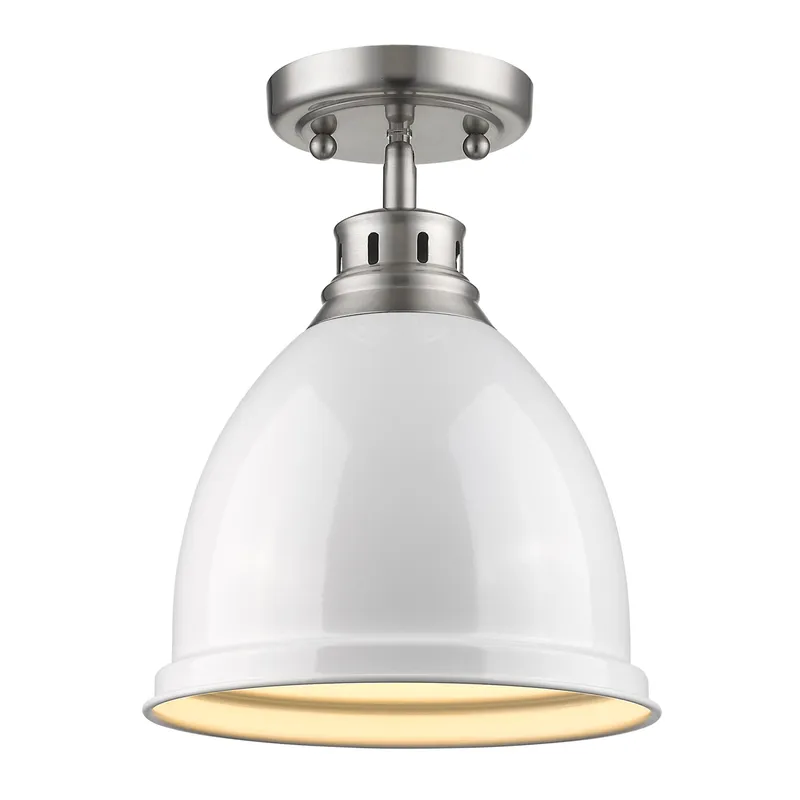 Duncan 1-light Flush Mount in Pewter and White shade — Golden Lighting LED Ceiling Lights  