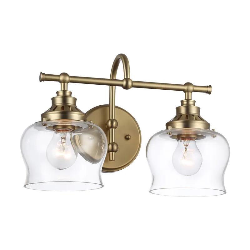 Daphne 2-light Vanity in Brushed Champagne Brass — Golden Lighting LED Wall Lights  