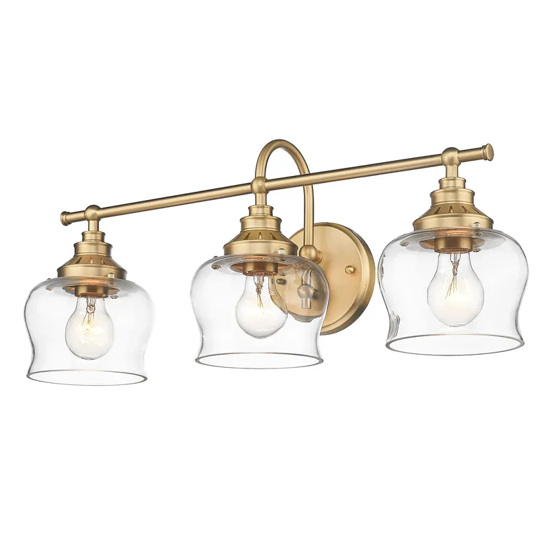 Daphne 3-light Vanity in Brushed Champagne Brass — Golden Lighting LED Wall Lights  