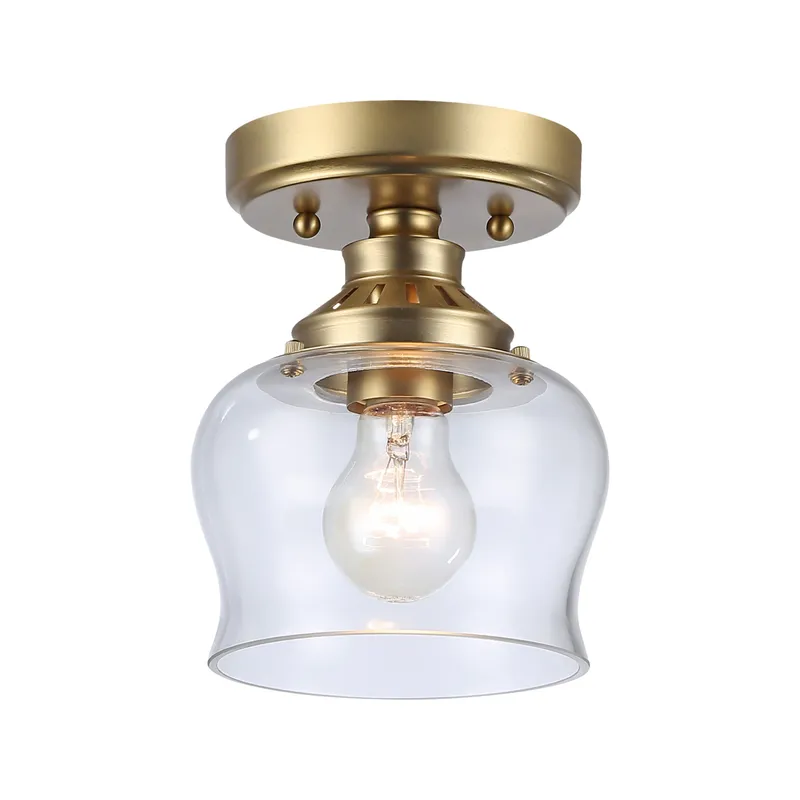 Daphne 1-light Semi-Flush Mount in Brushed Champagne Brass — Golden Lighting LED Ceiling Lights  