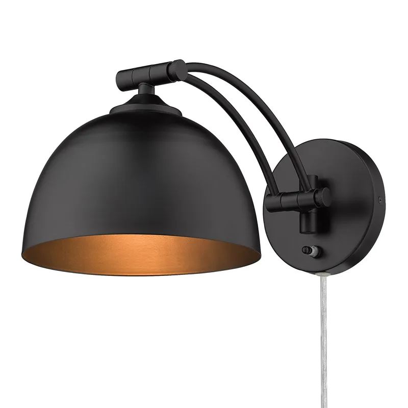 Rey 1-light Swing Arm Wall Lamp in Matte Black — Golden Lighting LED General Lighting  
