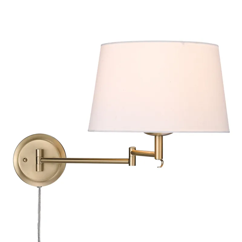 Eleanor 1-light Swing Arm Wall Lamp in Brushed Champagne Brass — Golden Lighting LED General Lighting  