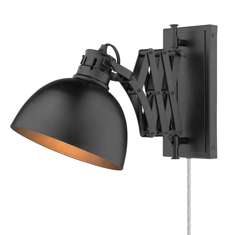 Hawthorn 1-light Swing Arm Wall Lamp in Matte Black — Golden Lighting LED General Lighting  