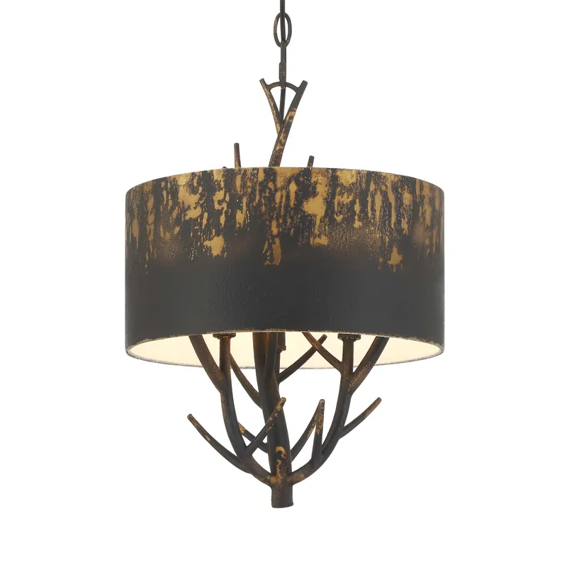 Arboreal 3-light Pendant in Antique Black Iron — Golden Lighting LED Pendant Lights  