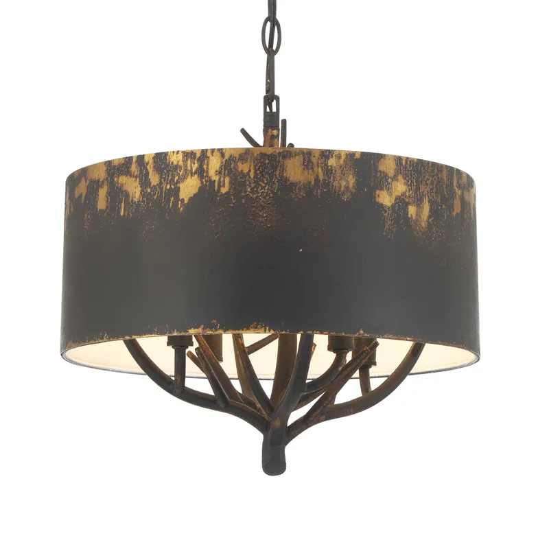 Arboreal 4-light Pendant in Antique Black Iron — Golden Lighting LED Pendant Lights  