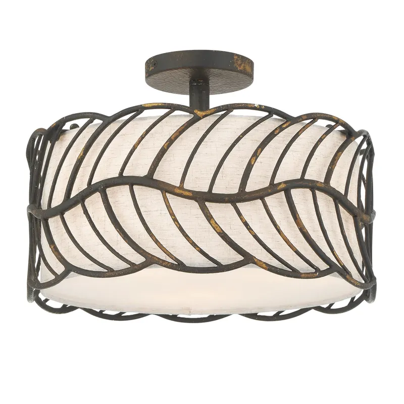 Simbolo 3-light Semi-Flush Mount in Antique Black Iron — Golden Lighting LED Ceiling Lights  