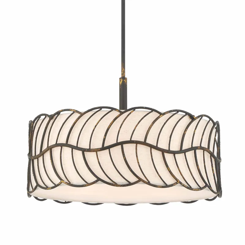 Simbolo 5-light Pendant in Antique Black Iron — Golden Lighting LED Pendant Lights  