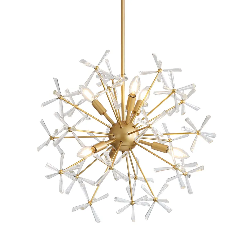 Dandelion 6-light Pendant in Matte Gold — Golden Lighting LED Pendant Lights  
