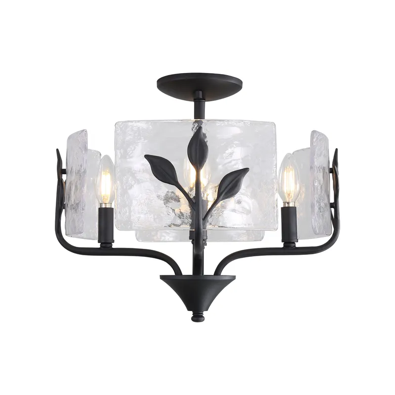 Bloem 4-light Semi-Flush Mount in Natural Black — Golden Lighting LED Ceiling Lights  