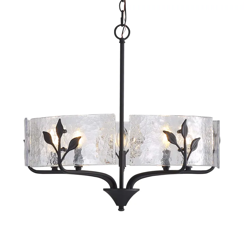 Bloem 5-light Pendant in Natural Black — Golden Lighting LED Pendant Lights  