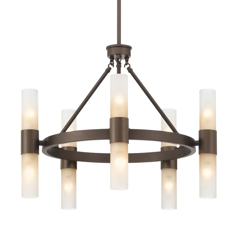 Lyssna Cirkel 10-light Chandelier in Modern Bronze — Golden Lighting LED Pendant Lights  