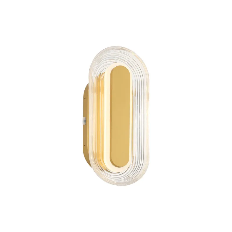 Plexus Integrated LED 13" Outdoor Wall in Satin Brushed Gold — Golden Lighting LED Wall Lights  