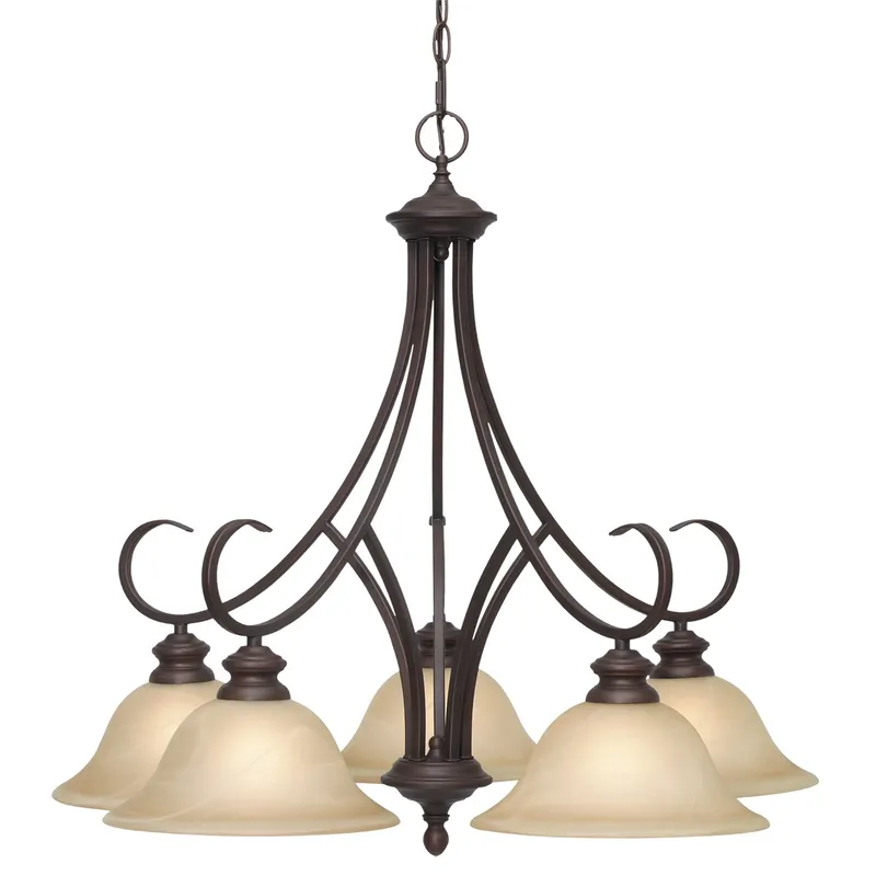 Lancaster 5-light Chandelier in Rubbed Bronze — Golden Lighting LED Pendant Lights  