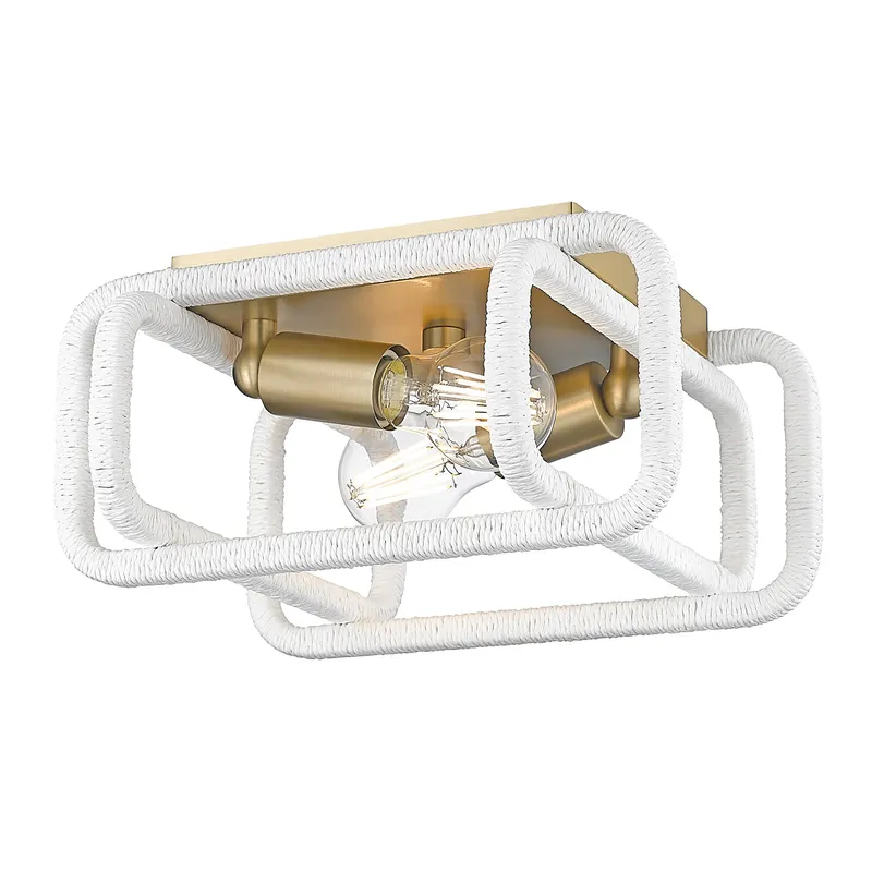 Camden 2-light Flush Mount in Brushed Champagne Brass — Golden Lighting LED Ceiling Lights  