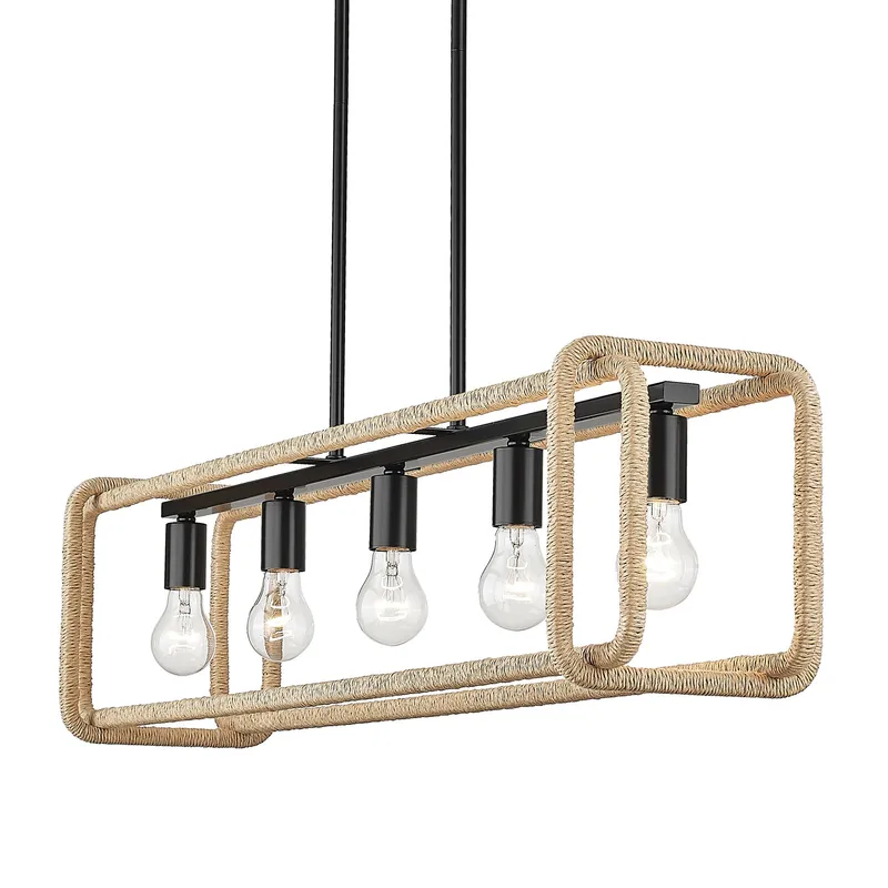 Camden 5-light Island Light in Matte Black — Golden Lighting LED Pendant Lights  