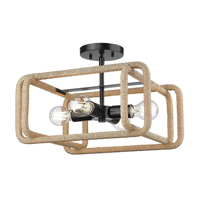 Camden 4-light Semi-Flush Mount in Matte Black — Golden Lighting LED Ceiling Lights  