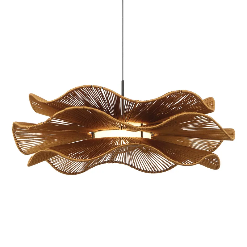 Whisper Integrated LED Pendant in Latte Rope — Golden Lighting LED Pendant Lights  
