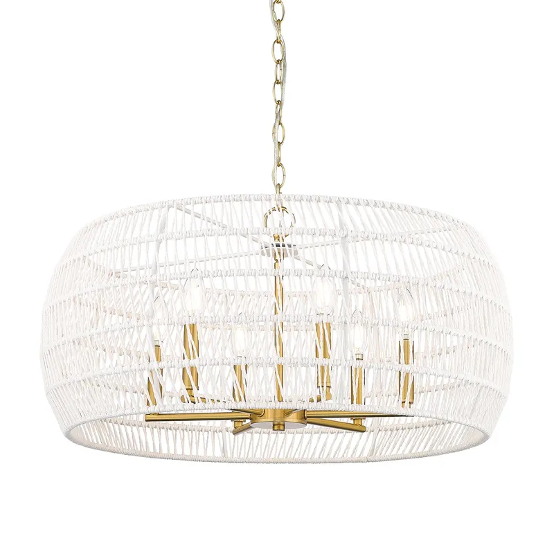 Ellie 6-light Chandelier in Modern Brushed Gold — Golden Lighting LED Pendant Lights  