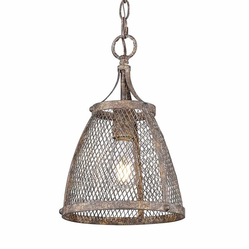 Calgary 1-light Pendant in Pebbled Rust — Golden Lighting LED Pendant Lights  