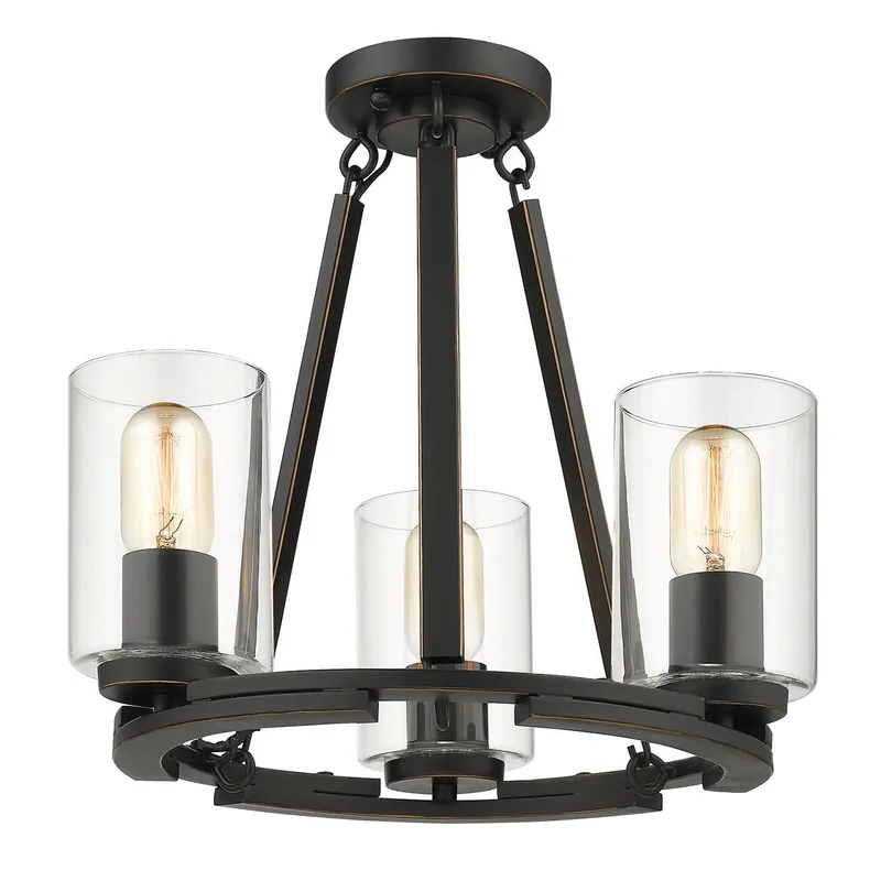 Monroe 3-light Semi-Flush in Matte Black — Golden Lighting LED Ceiling Lights  