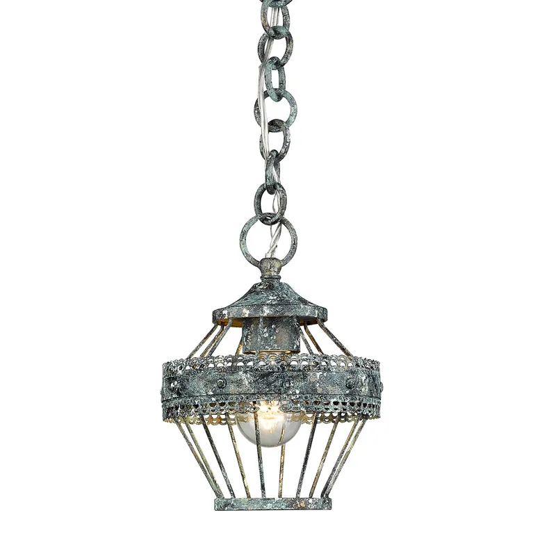 Ferris 1-light Semi-Flush Mount in Blue Verde Patina — Golden Lighting LED Ceiling Lights  