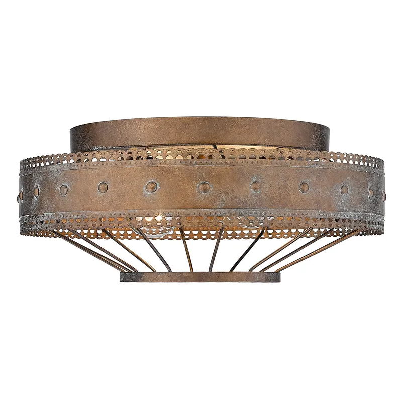 Ferris 2-light Flush Mount in Copper Patina — Golden Lighting LED Ceiling Lights  