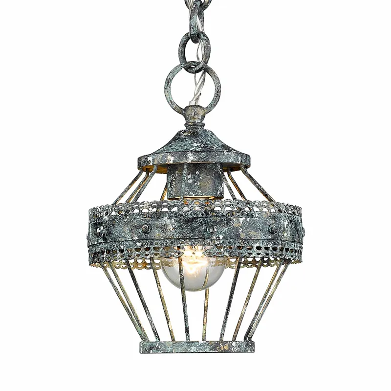Ferris 1-light Pendant in Blue Verde Patina — Golden Lighting LED Pendant Lights  
