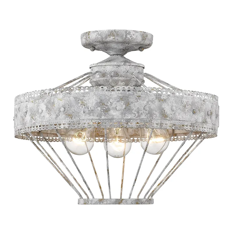 Ferris 3-light Semi-Flush Mount in Oyster — Golden Lighting LED Ceiling Lights  