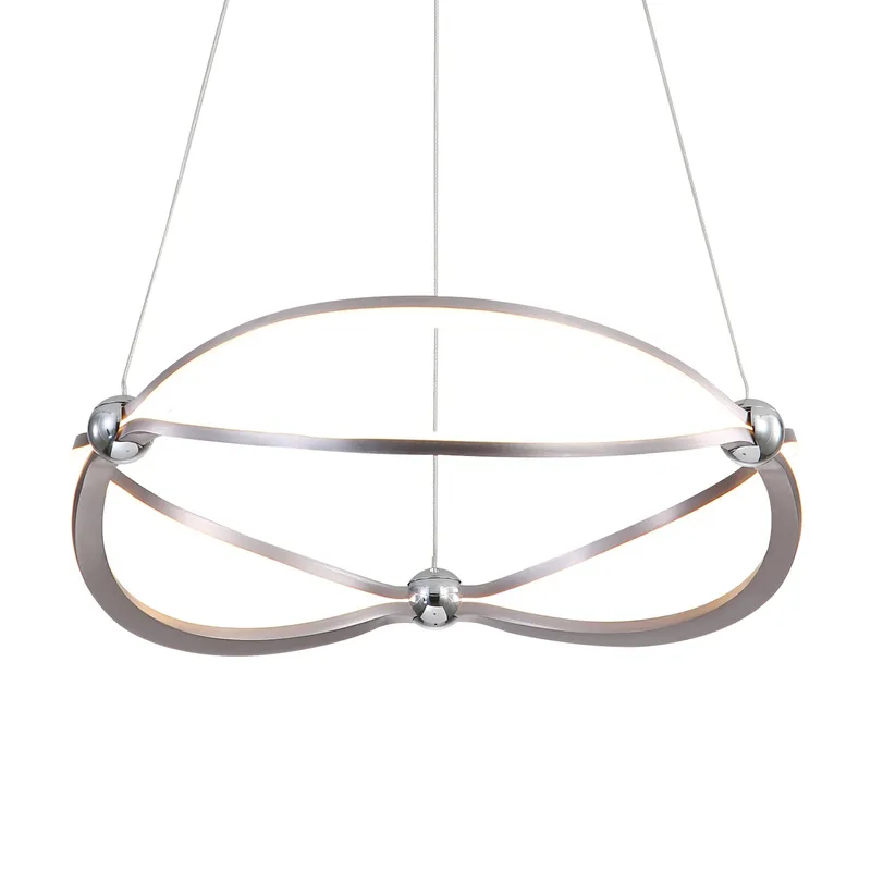 Spirale Integrated LED 19in Chandelier in Satin Nickel — Golden Lighting LED Pendant Lights  