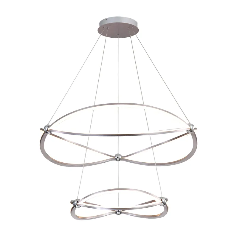 Spirale Integrated LED Two-tier 32in Chandelier in Satin Nickel — Golden Lighting LED Pendant Lights  