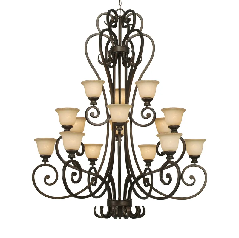 Heartwood 15-light Chandelier in Burnt Sienna — Golden Lighting LED Pendant Lights  