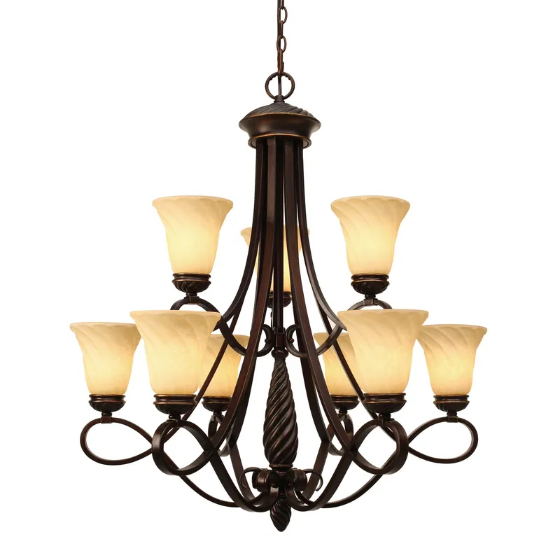 Torbellino 9-light Chandelier in Cordoban Bronze — Golden Lighting LED Pendant Lights  