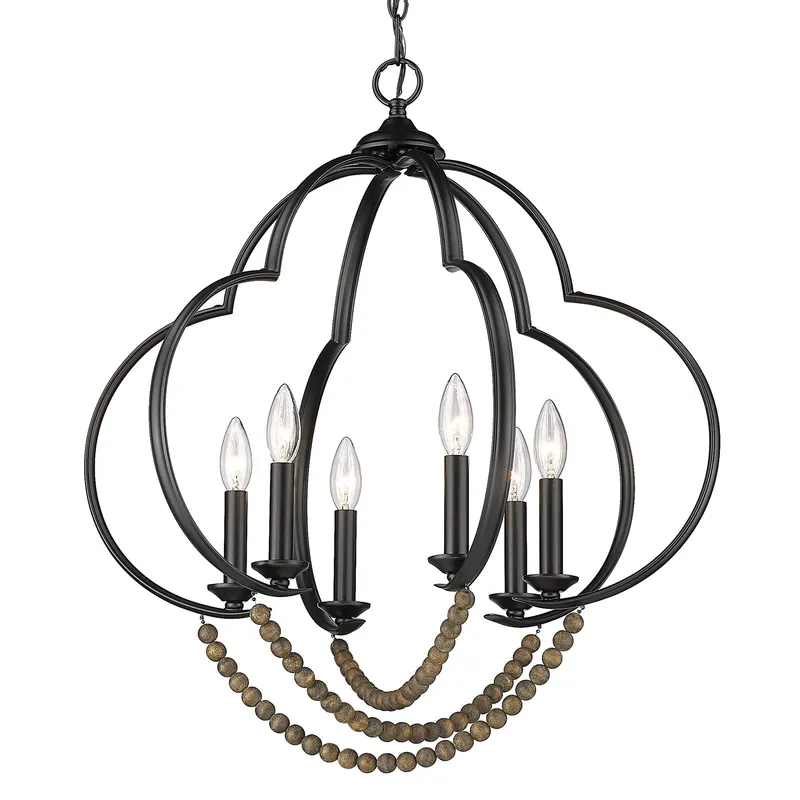 Flori 6-light Pendant in Matte Black — Golden Lighting LED Pendant Lights  