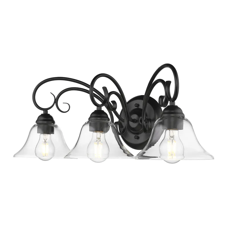 Homestead 3-light Vanity in Matte Black — Golden Lighting LED Wall Lights  