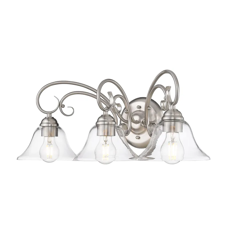 Homestead 3-light Vanity in Pewter and Clear Glass — Golden Lighting LED Wall Lights  