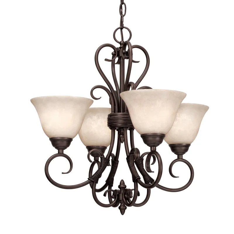 Homestead 4-light Chandelier in Rubbed Bronze — Golden Lighting LED Pendant Lights  