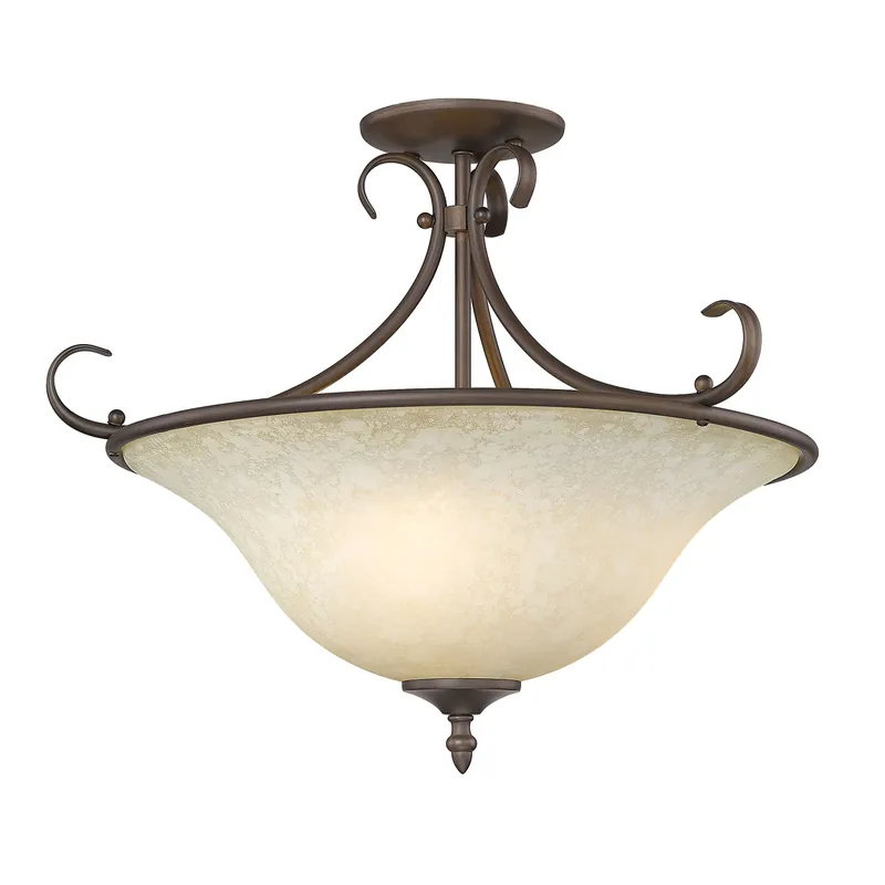 Homestead 3-light Semi-Flush Mount in Rubbed Bronze — Golden Lighting LED Ceiling Lights  