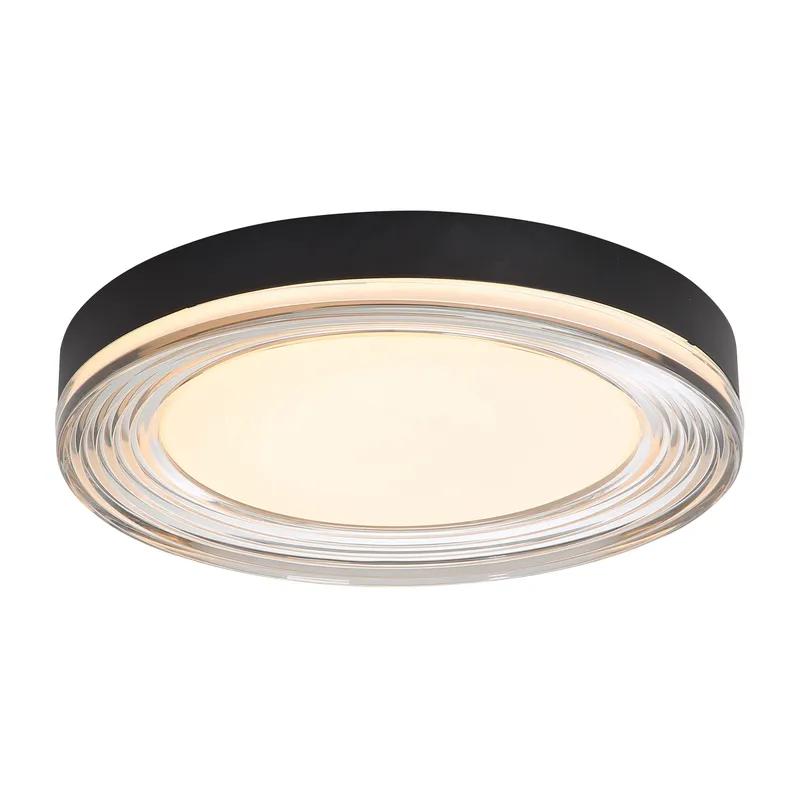 Ondulada Integrated LED 16in Flush Mount in Sand Black and Smoky Acrylic — Golden Lighting LED Ceiling Lights  